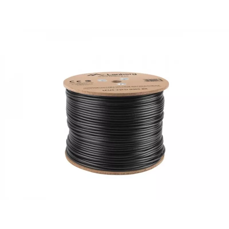 Sieťový kábel LANBERG Cat5e U/UTP LCU5-21CU-0305-BK, 305 m, 24 AWG, PVC plášť, čierny