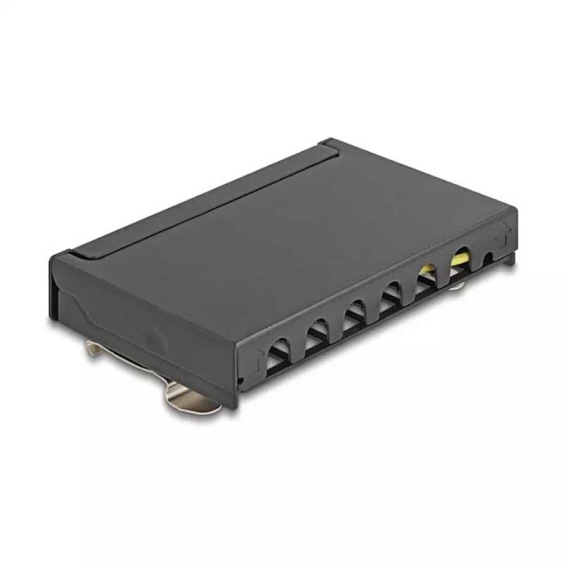 Patch panel DELOCK Mini Desktop RJ45 6 portov Cat.6A tienený, kov, čierny, 80×22×125 mm