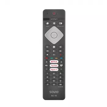 SAVIO RC-16 IR diaľkový ovládač pre TV tuner / set-top box, 20 zariadení, dosah 10 m, čierny