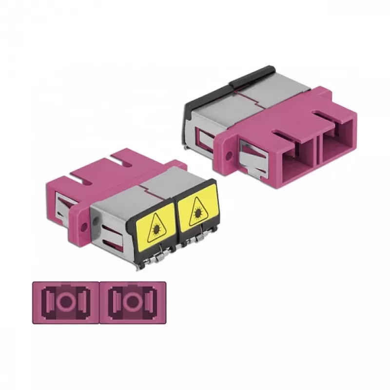 Optický vláknový konektor DeLOCK 86896 SC Duplex konektor samica na SC Duplex konektor samica Multimode fialový