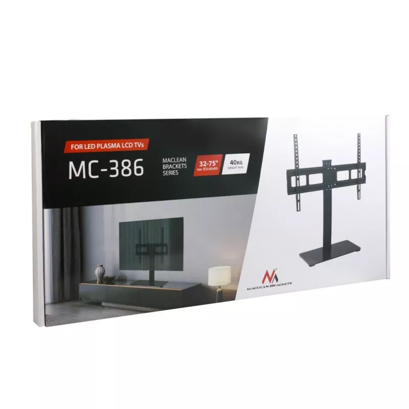 TV stojan MACLEAN MC-386 pre 32 inch až 75 inch televízory, do 40 kg, VESA 600x400 mm, otočný, voľne stojaci