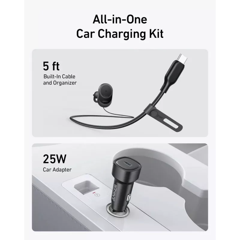 Bezdrôtová magnetická autonabíjačka Anker MagGo 15W — magnetické 15W Qi rýchlonabíjanie pre smartfóny, čierna