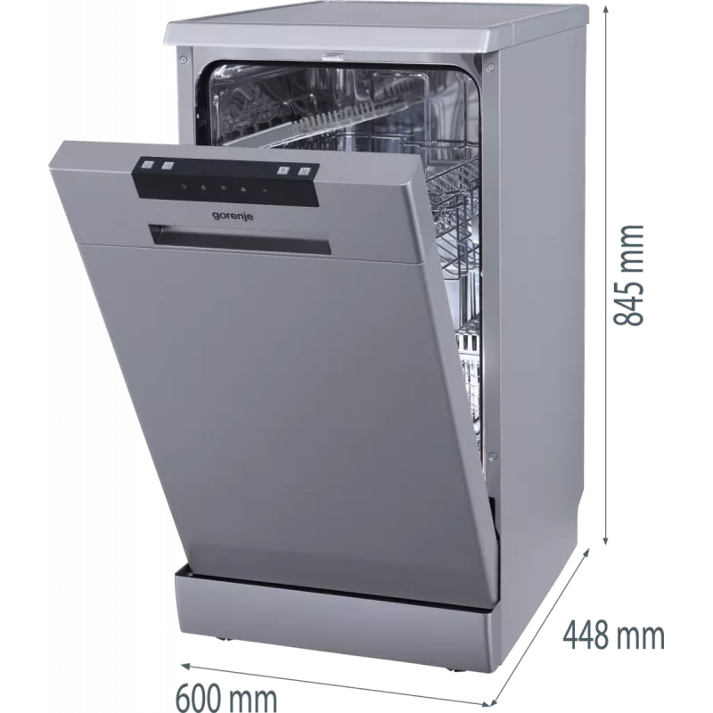 Gorenje GS522E10S umývačka riadu, E, voľne stojaca, šírka 45 cm, počet súprav riadu 10, sivá
