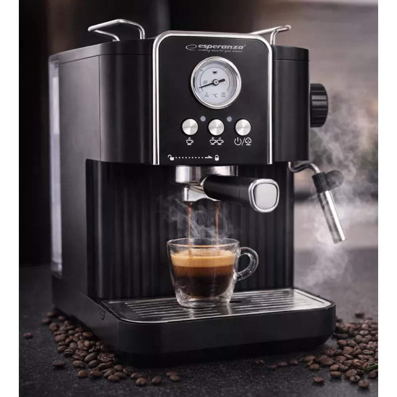 Espresso kávovar ESPERANZA EKC010 — 1,8 L nádrž na vodu, 850 W, 20 bar, integrovaný penovač mlieka
