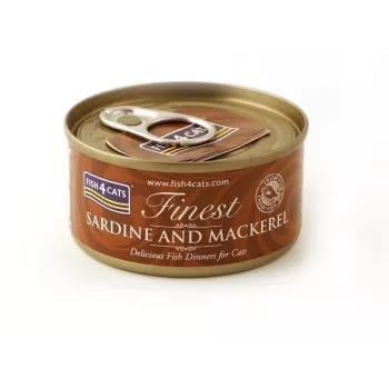 Mokré krmivo pre mačky FISH4DOGS sardinka a makrela vrecko 70 g, rybia príchuť, dospelé mačky, proteín 12 %, vlhkosť 85 %