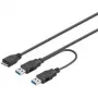 Wentronic Goobay USB 3.0 Dual Power SuperSpeed kábel, čierny, 0,3 m - USB 3.0 konektor samec (Type-A), USB 3.0 konektor samec (Type-A) > USB 3.0 Micro konektor samec (Type-B) (95746)