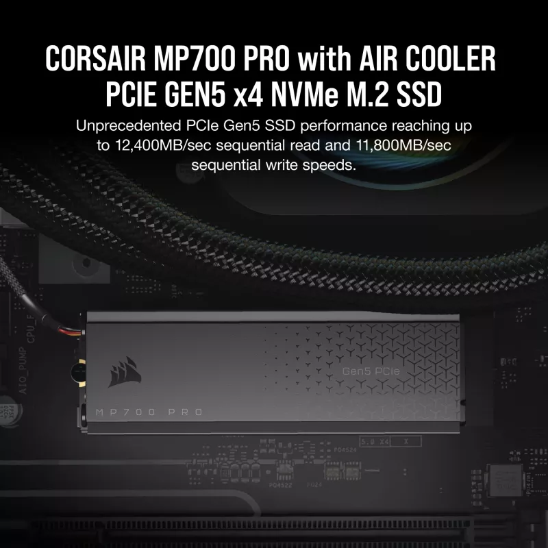 CORSAIR MP700 PRO - SSD - 1TB - interný - M.2 2280 - PCI Express 5,0 x4 (NVMe) - 256-Bit-AES (CSSD-F1000GBMP700PRO)