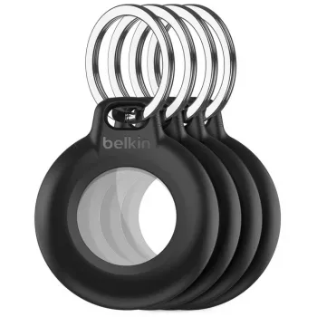 Belkin Secure Holder puzdro s kľúčenkou pre Apple AirTag, vodotesné, čierne (4 ks)