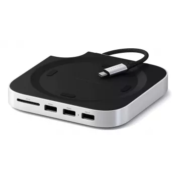 Satechi dokovacia stanica/replikátor portov pre notebook ST-GNMMES — káblový USB 3.2 Gen 2 Type-C hub, USB-A & SD, strieborná