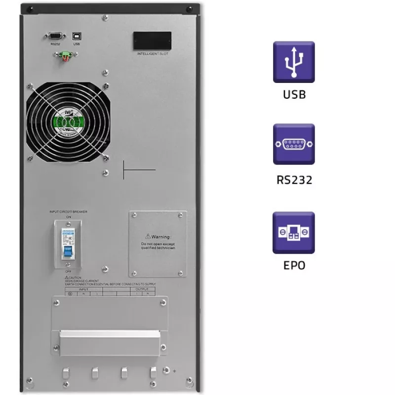 Qoltec 53982 online UPS s čistým sínusovým výstupom, 6 kVA / 4,8 kW, LCD, USB