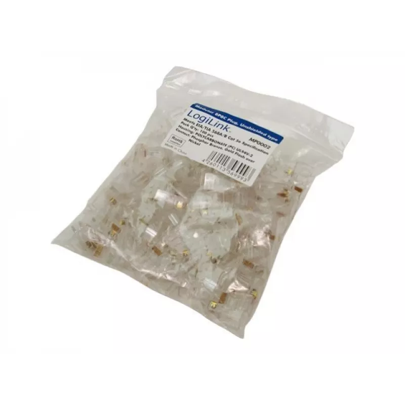 RJ-45 káblový konektor LOGILINK MP0002, CAT5e, transparentný, balenie 100 ks