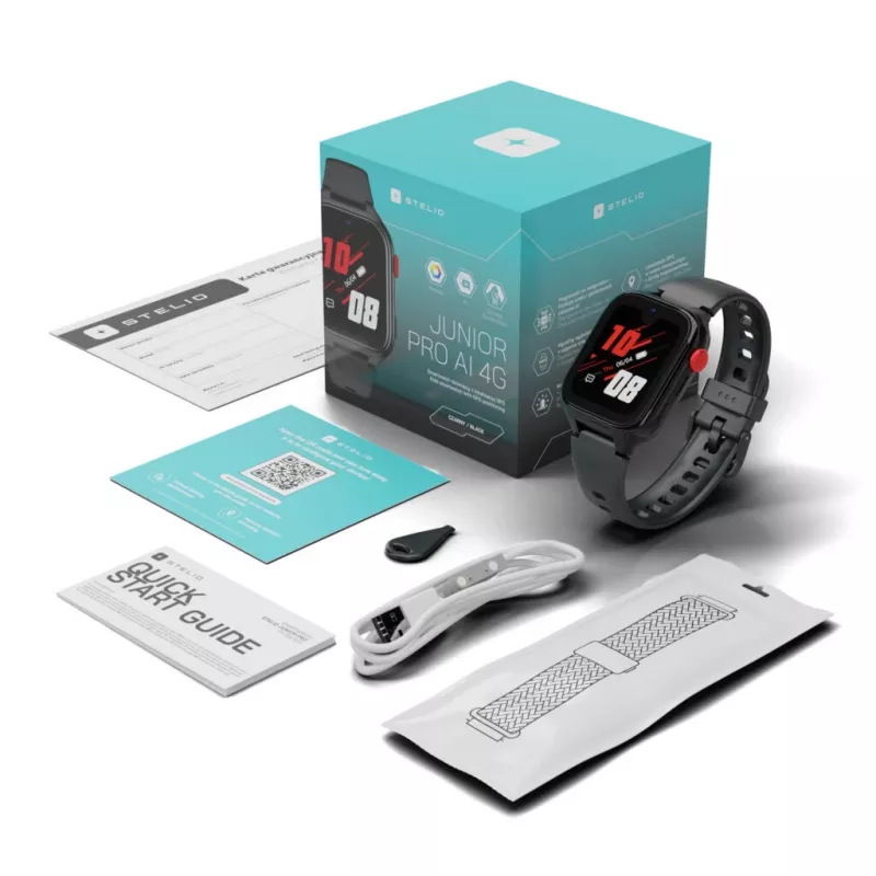 Smartwatch Stelio ST-SWJ102-BK Junior Pro AI 4G čierne – detské wearable zariadenie s 4G konektivitou