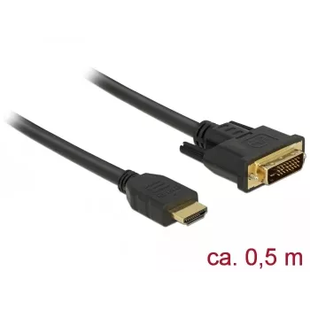 Videokáblový adaptér DeLOCK 85651 0,5 m HDMI typ A DVI čierny