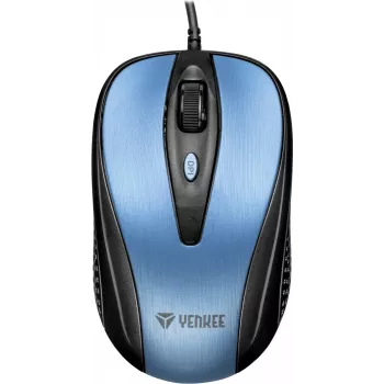 USB káblová myš, 4 tlačidlá, optická, symetrická, modrá