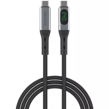 USB kábel 4smarts 541438 USB4 Gen 2x2 1,5 m USB-C čierna sivá