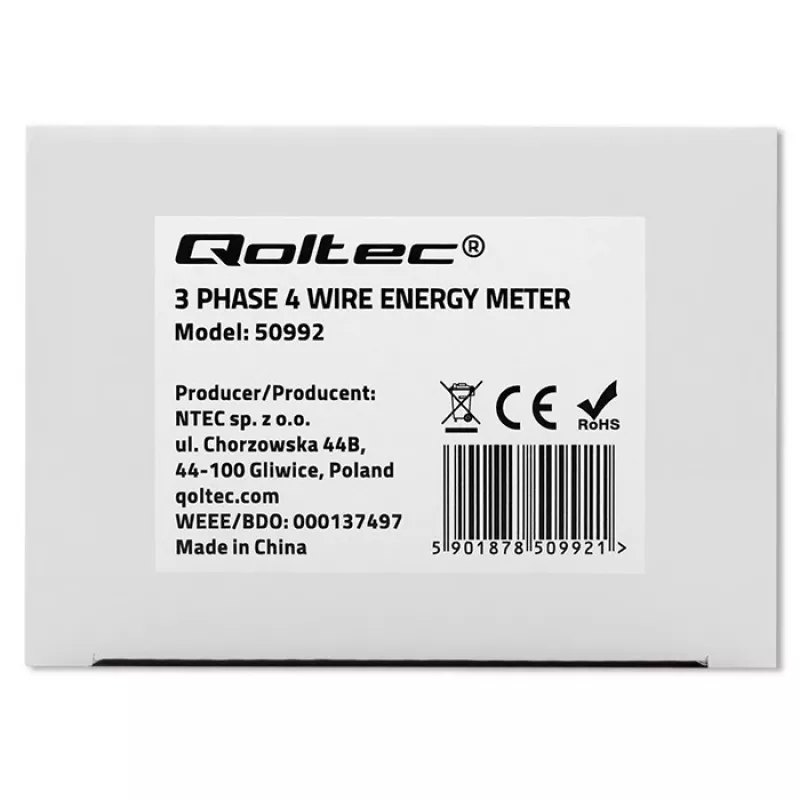 Trojfázový elektronický merač QOLTEC 50992 400V 100A