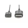 DIGITUS HDMI High Speed Connection Cable – HDMI kábel – HDMI samec na 19 pin mini HDMI Type C samec – 2,0m – dvojitá izolácia – čierna – geform