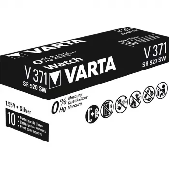 Varta 00371101111 gombíková batéria na báze oxidu strieborného 371, 30 mAh, strieborná