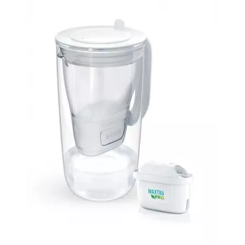 Filtračná kanvica na vodu BRITA Glass+1 Maxtra Pro sivá, 2,4 L celkom / 1,5 L filtrovaná, Maxtra Pro PP filter
