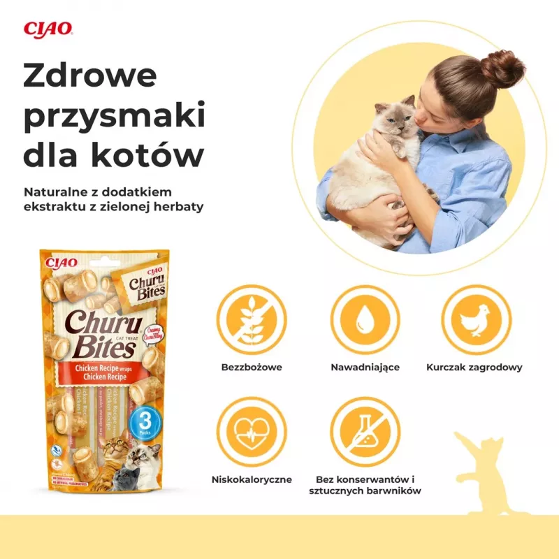 INABA Churu Bites kurací recept - mačacie maškrty - 3x10 g
