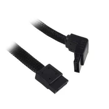SilverStone SATA III kábel 50 cm zahnutý / rovný - opláštený čierny