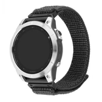 Nylónový športový náramok FIXED QuickFit 22 mm pre Garmin, tmavosivý, zápästie 160–210 mm