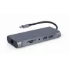 Gembird A-CM-COMBO7-01 dokovacia stanica/port replikátor pre notebook USB 3.2 Gen 1 (3.1 Gen 1) Type-A sivý