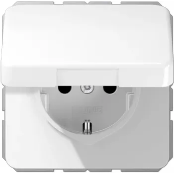 JUNG CD 1520 BF KI KL WW zásuvka SCHUKO s odklopným vekom, 16 A 250 V, alpská biela
