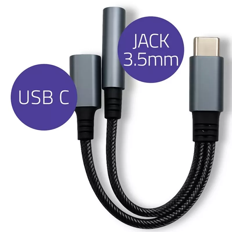 Adaptér 2v1 USB-C na USB-C a 3,5 mm jack PD 15W