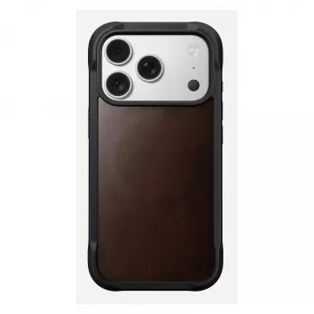 Puzdro na telefón Nomad Rugged Leather Case pre iPhone 17 Pro, 6,3 palcov (16 cm), hnedé, koža/TPU/hliník