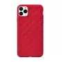 Soft Case Devia Woven2 pre iPhone 11 Pro Max – červený vzorovaný textilný povrch
