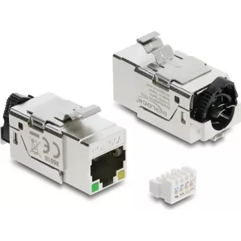 Keystone modul DELOCK 86610 — plochý, nehrdzavejúca oceľ, RJ-45, 16,4×37,5×22 mm