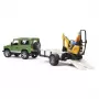 BRUDER Land Rover Defender s prívesom CAT a figúrkou, hračkárske vozidlo