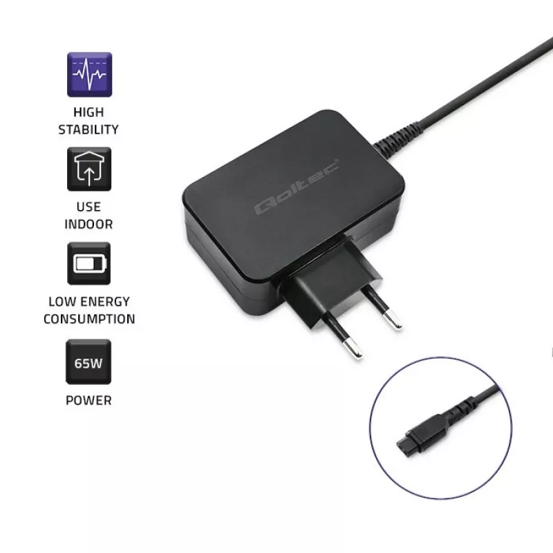 Univerzálny napájací zdroj QOLTEC 52414 65W s 10 vymeniteľnými konektormi