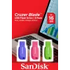 SanDisk Cruzer Blade USB 2.0 kľúč 16 GB (3 ks), modrá/zelená/ružová