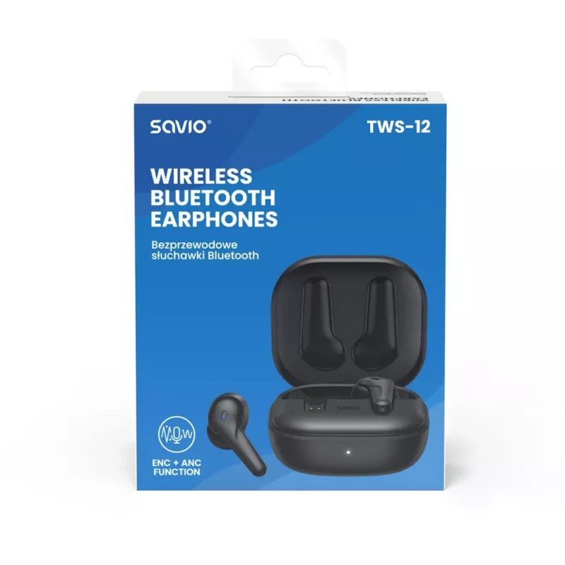 SAVIO In-Ear-TWS headset TWS-12, Bluetooth 5.3, integrovaný mikrofón, čierny