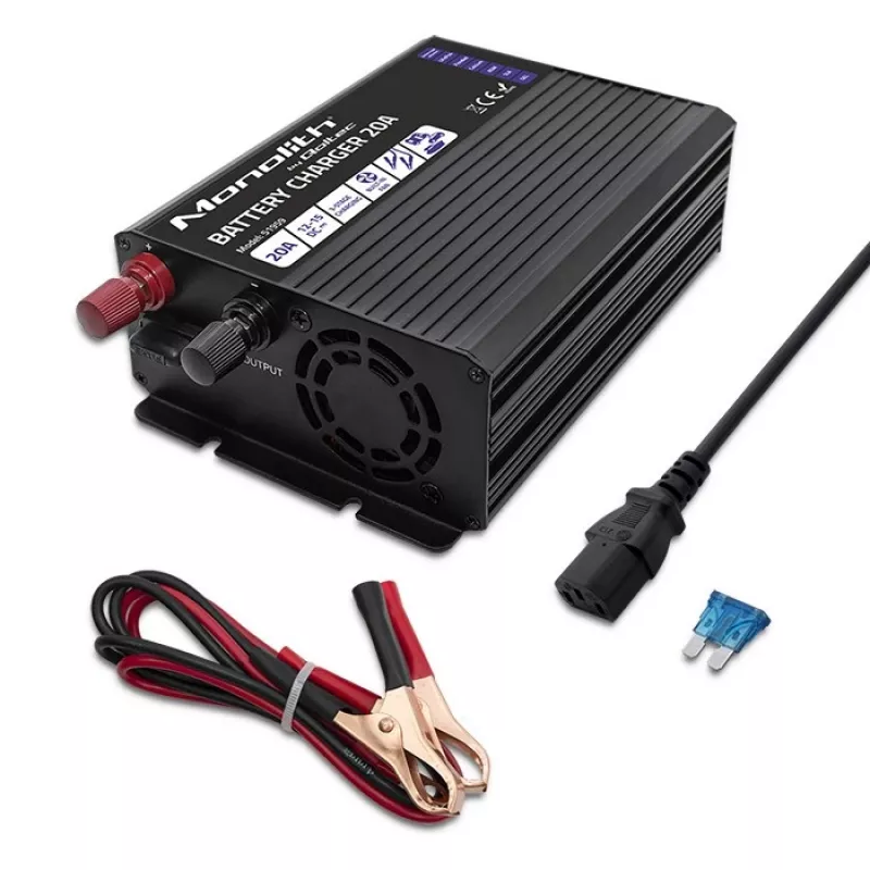 Nabíjačka QOLTEC Monolith 20 A 12 V pre LiFePO4, AGM, GEL, SLA batérie