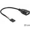 Delock kábel USB kolíkový konektor samica > USB 2.0 Type-A konektor samica 20 cm (83291)
