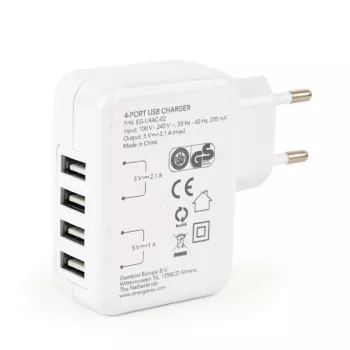 USB nabíjačka univerzálna biela/4-portová EG-U4AC-02 GEMBIRD