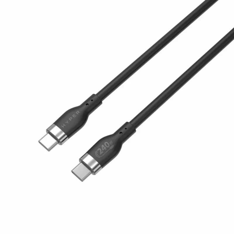 HYPER HyperJuice 240W silikónový USB-C na USB-C kábel (1,8m/2m) - čierny
