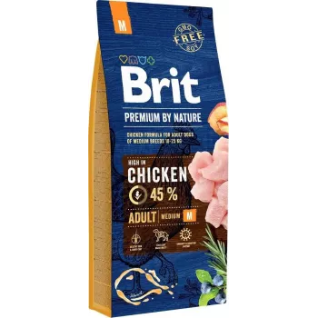 Suché krmivo Brit Premium by Nature Adult M 15 kg — kuracie, 26 % proteínu, 15 % tuku