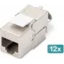 DIGITUS CAT 6A tienený Keystone modul, bez nástroja, RJ-45, plochý, strieborný — balenie 12 ks