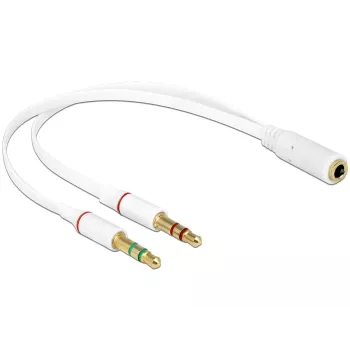 Audiokábel DeLOCK 65585 0,2 m 2 x 3,5 mm konektor samec na 3,5 mm konektor samica biely