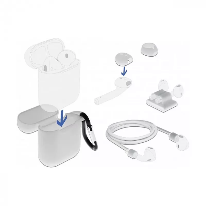 Puzdro DeLOCK Apple AirPods sada príslušenstva biela