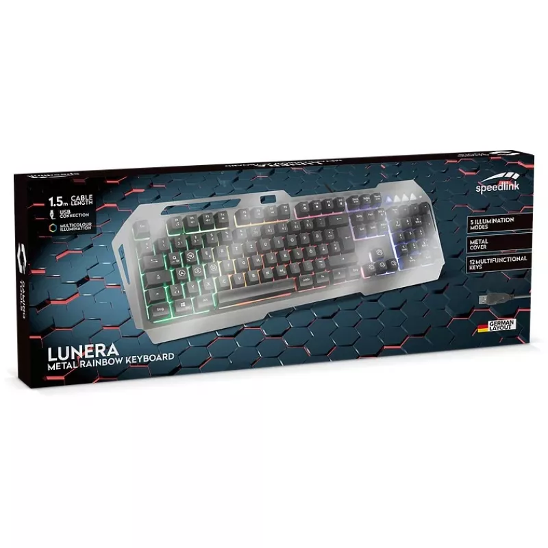 Speedlink herná klávesnica LUNERA. Metal Rainbow. čierna retail