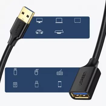 Ugreen predlžovací kábel adaptér USB 3.0 (konektor samica) na USB 3.0 (konektor samec) 2 m (čierny)