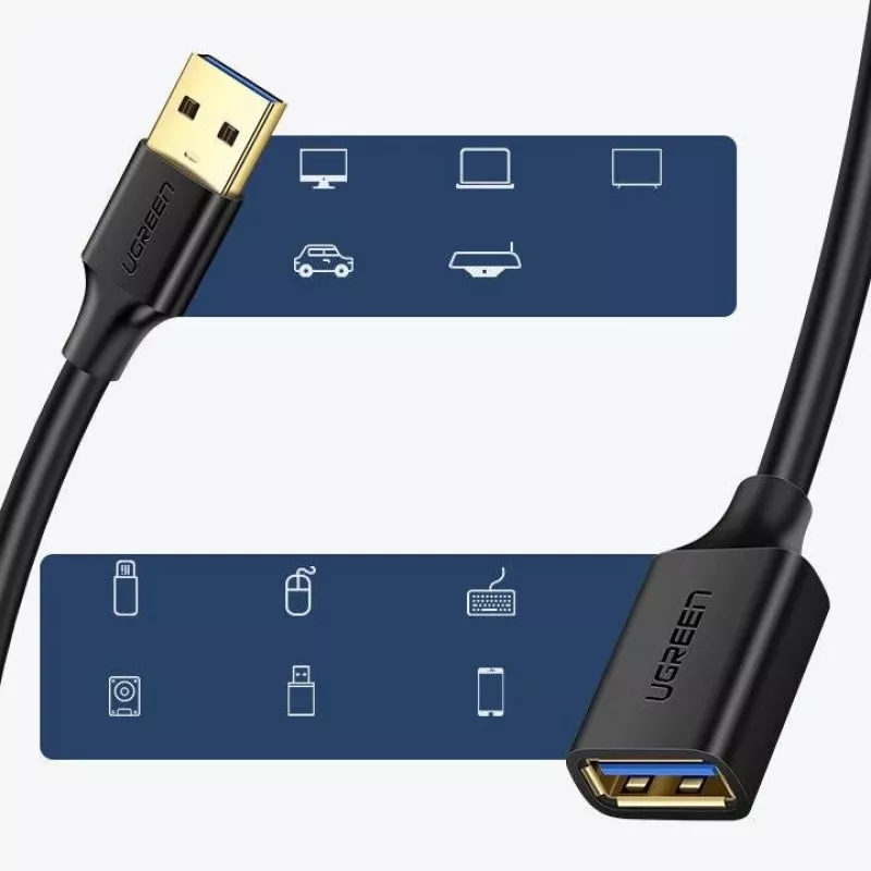 Ugreen predlžovací kábel adaptér USB 3.0 (konektor samica) na USB 3.0 (konektor samec) 2 m (čierny)