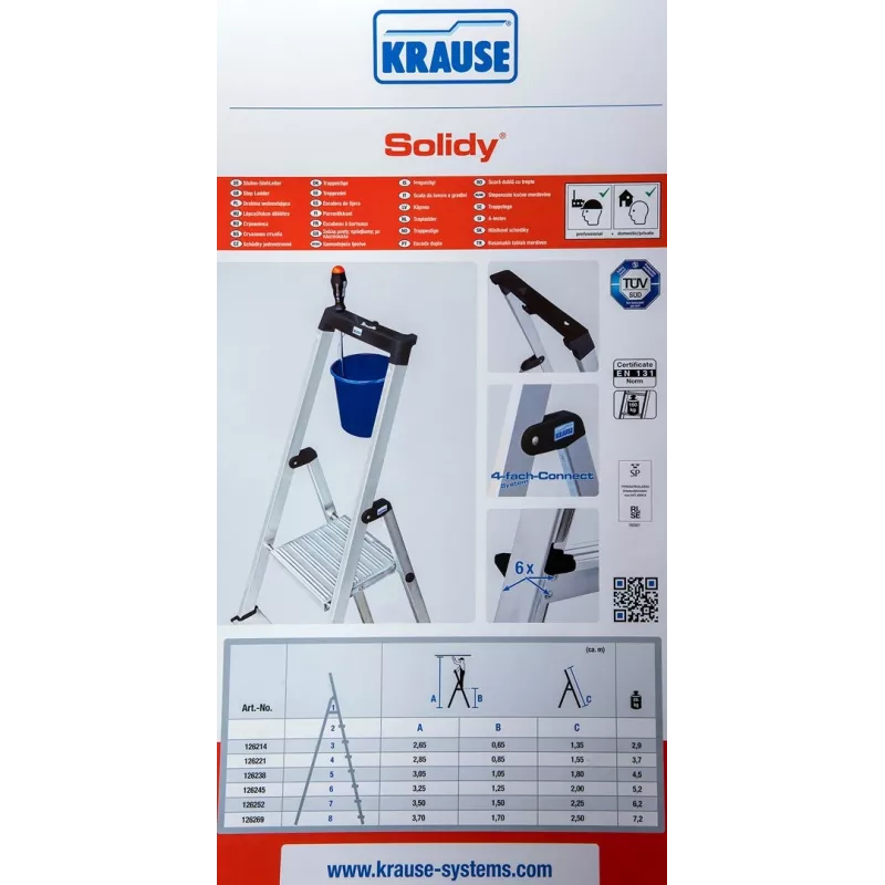 Voľne stojaci rebrík SOLIDY 4 stupne KRAUSE