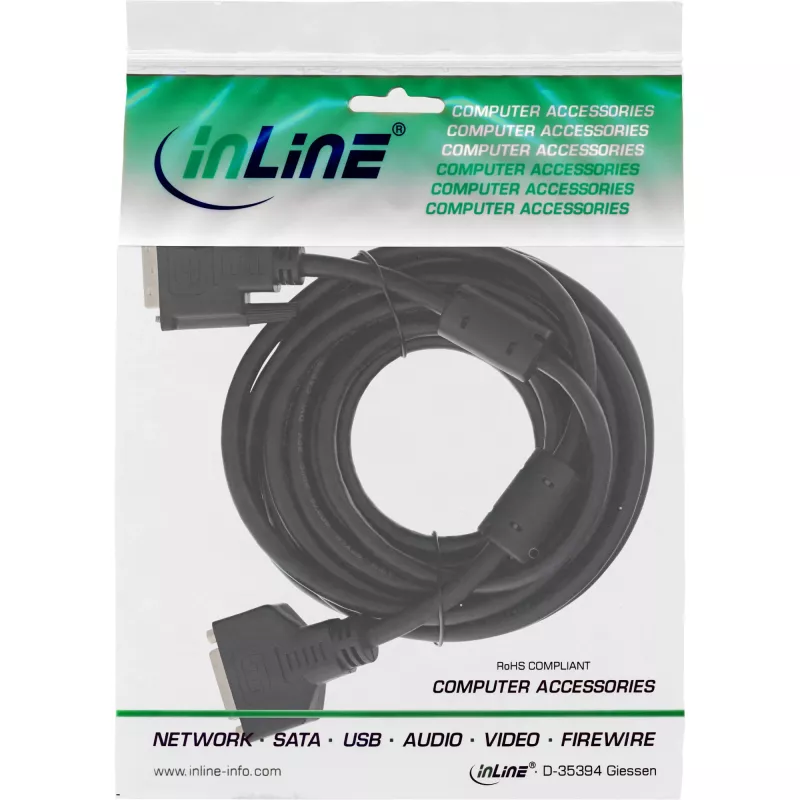 InLine DVI-D kábel 24+1 M/F, Dual Link, 2 feritové jadrá, 3 m