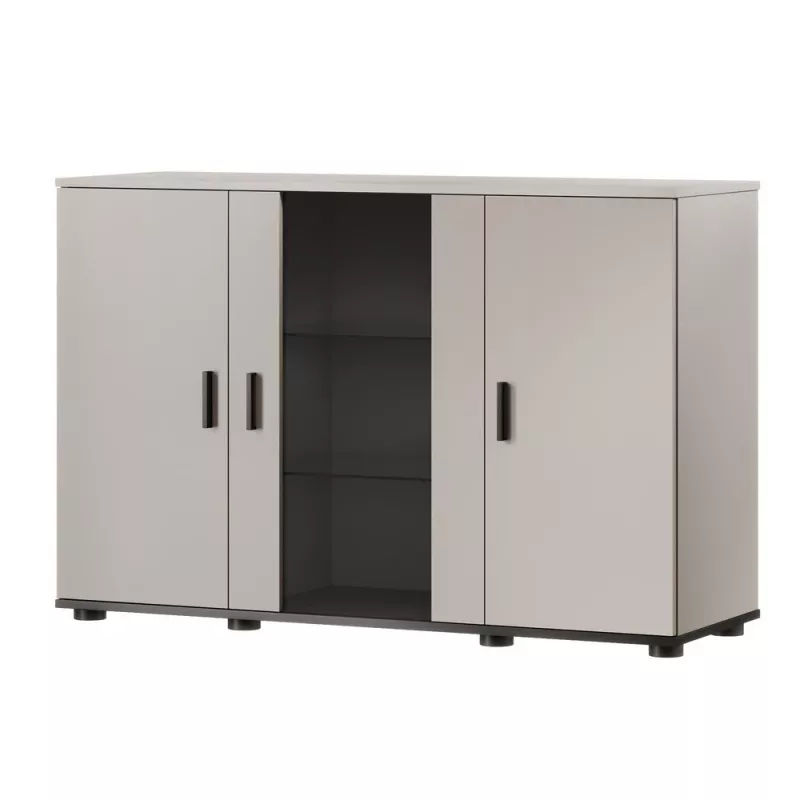 Komoda Cama Meble SOHO 120×41×80 cm — cashmere predné časti, čierny rám